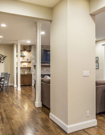 A living room and dining room with hardwood floors.